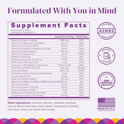 BariMelts Bariatric Multivitamin with Iron, 60 Fast-Dissolving Tablets, Natural Blueberry Flavour – 1 Month Supply – Image 2