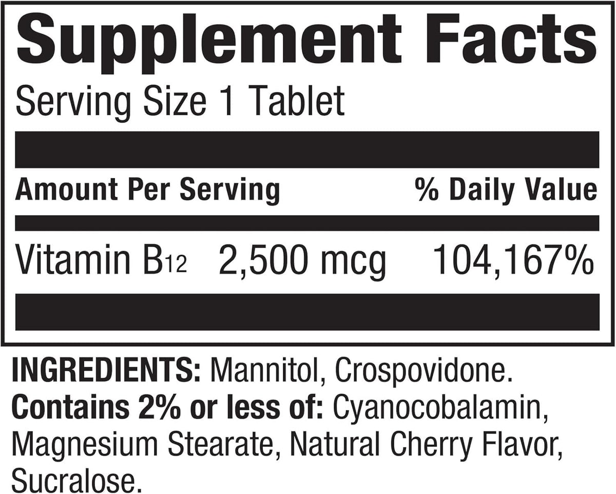 Spring Valley Vitamin B12 2500 mcg – Vegan-friendly and suitable for vegetarians – Image 3