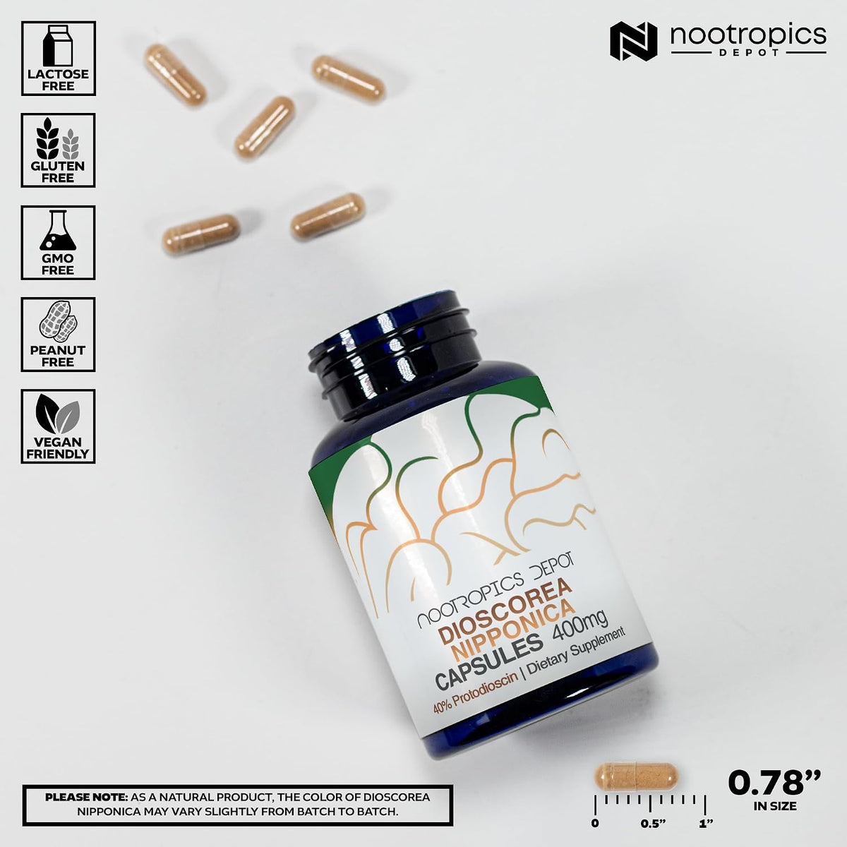 Nootropics Depot Dioscorea nipponica Capsules | 400mg | 40% Protodioscin | Wild Yam | 60 Count – Image 3