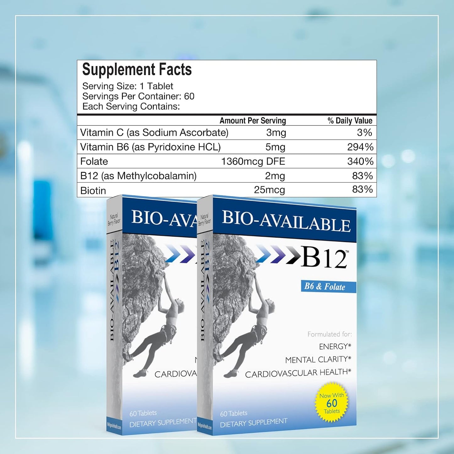 Wellgenix Bio Available Sublingual B12 - 60 Tablets per Pack (Pack of 2) - Daily Multivitamin with Vitamins C, B6, B12, Folate and Biotin - görsel 7
