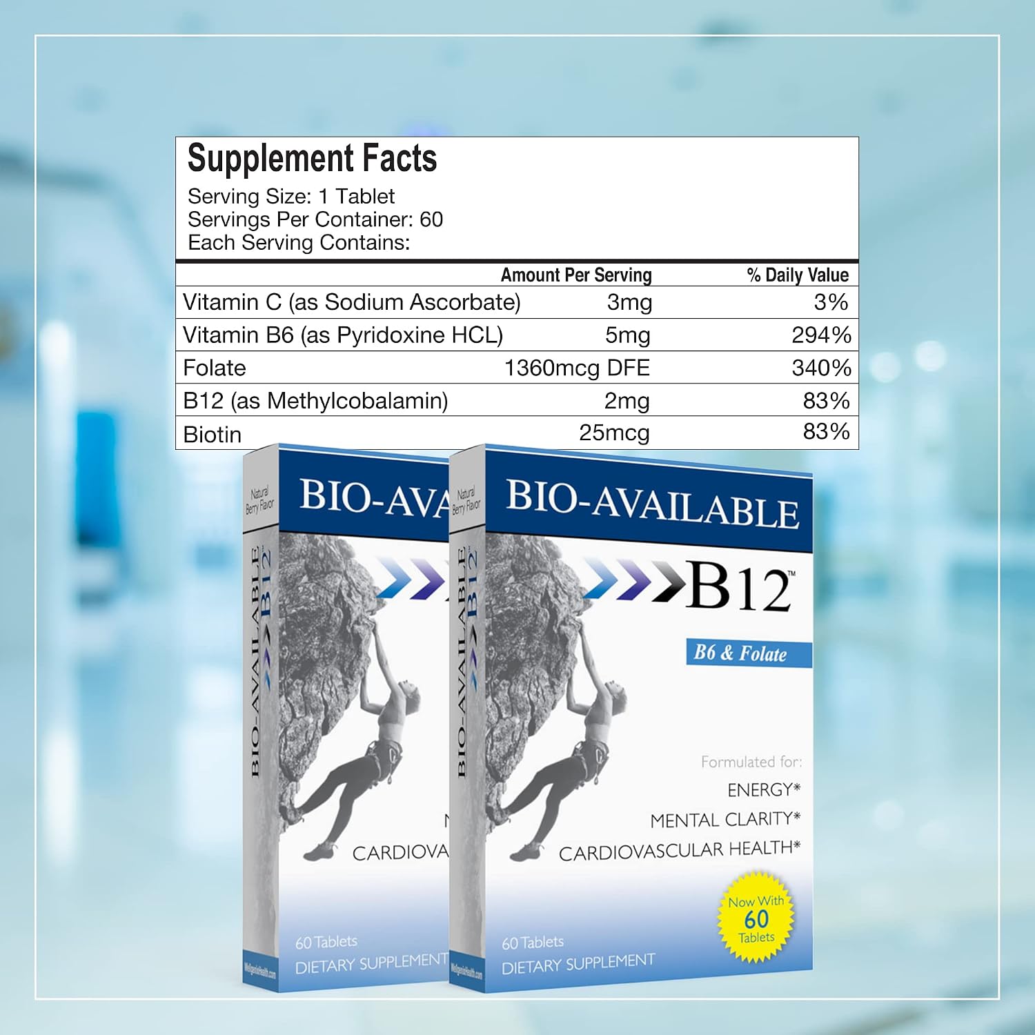 Wellgenix Bio Available Sublingual B12 - 60 Tablets per Pack (Pack of 2) - Daily Multivitamin with Vitamins C, B6, B12, Folate and Biotin - görsel 7