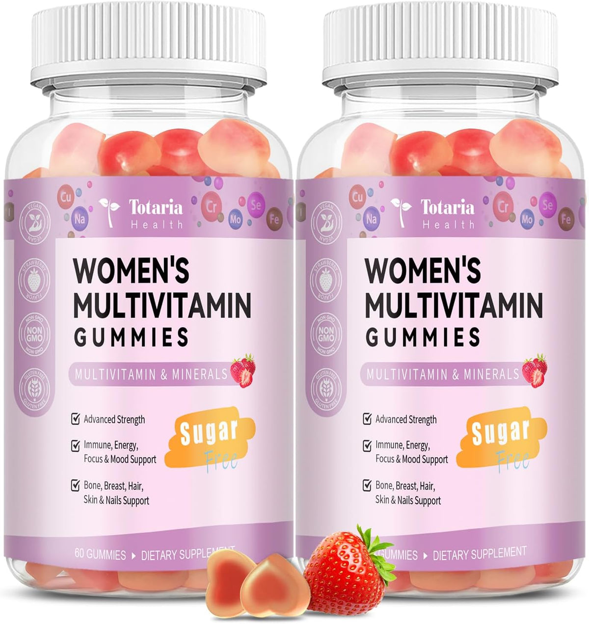 Totaria Sugar-free Multivitamin Gummies for Women's 14+ with Inositol, Iron, Folate, Biotin – Daily Multivitamin Gummy, – Image 1