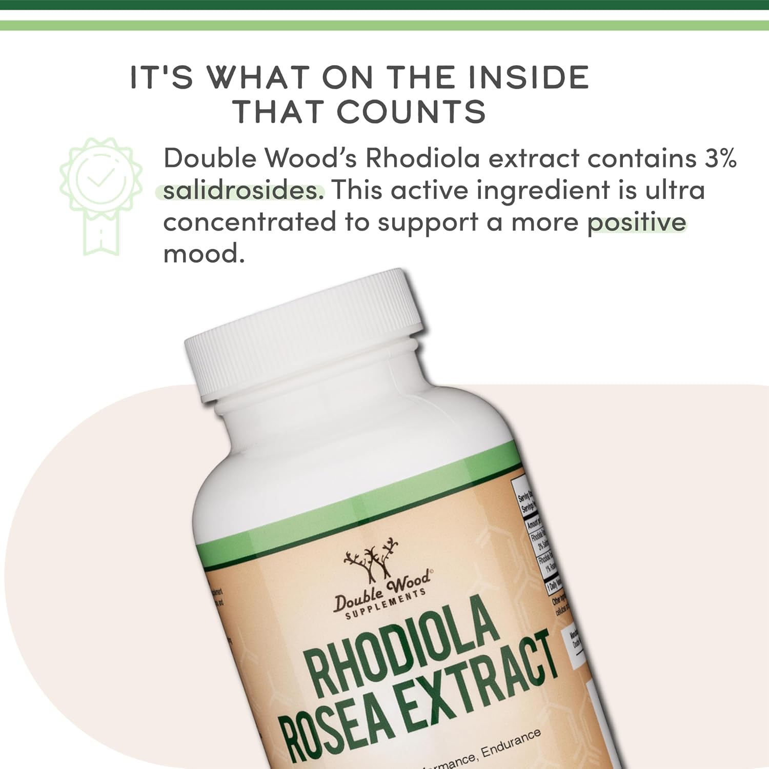 Rhodiola Rosea Supplement 500mg, 120 Vegan Capsules (3% Salidrosides, 1% Rosavins Extract) by Double Wood - görsel 5