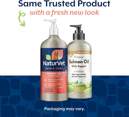 NaturVet – Salmon Oil Skin & Coat Plus Omegas | Supports Healthy Skin & Glossy Coat | Natural Source of Omega-3 & 6 Fatty Acids | for Dogs & Cats (500 mL Oil)