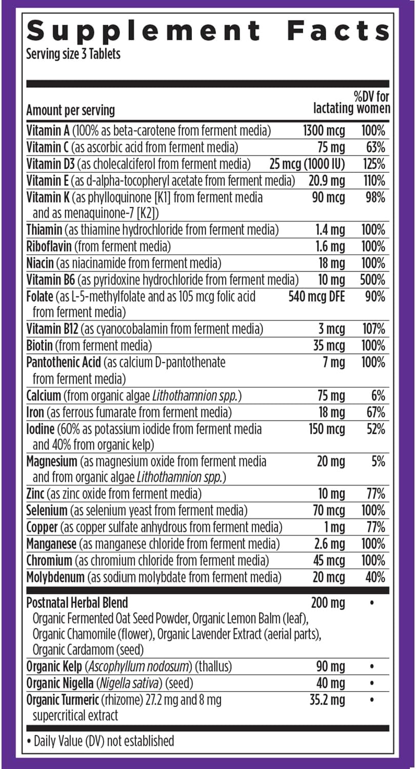 New Chapter Postnatal Vitamins – Lactation Support Multivitamin with Fermented D3 & B Vitamins, 96 Tablets - görsel 6