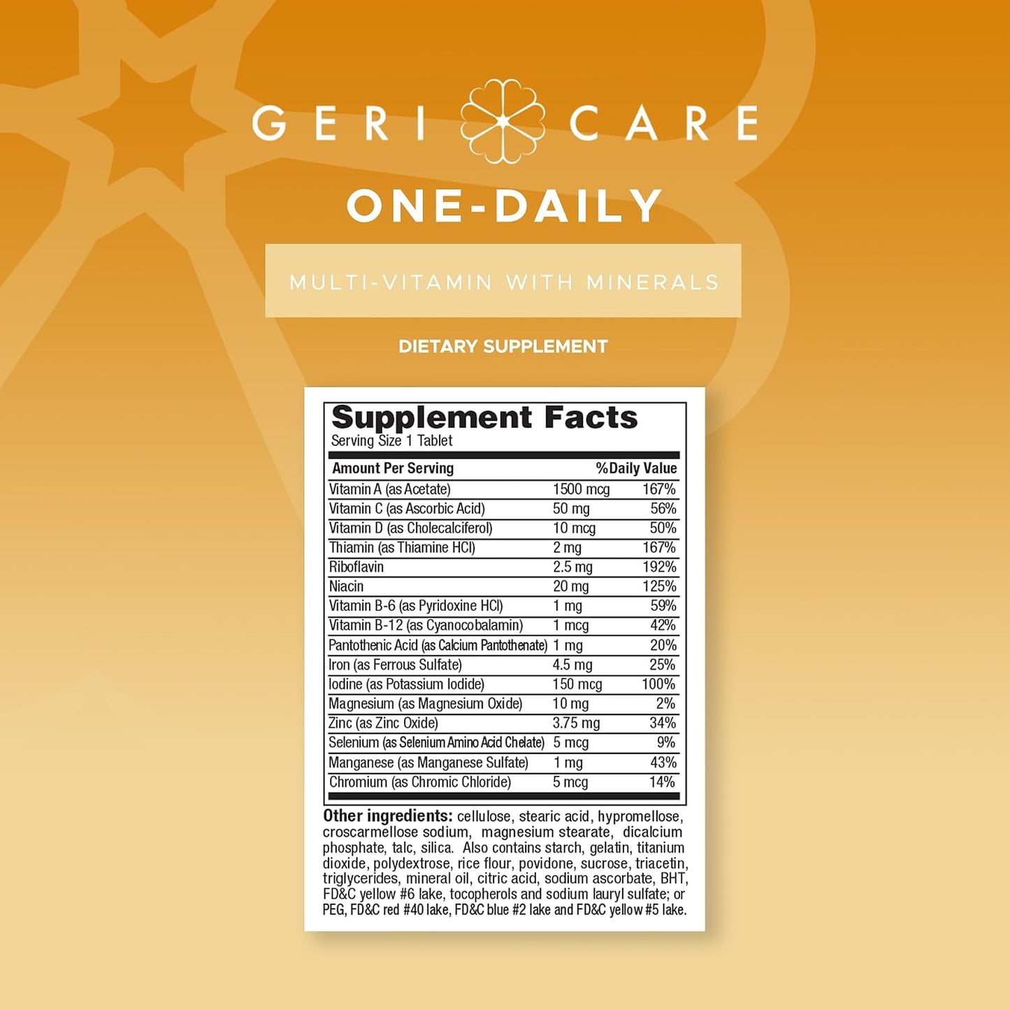 GeriCare One-Daily Multivitamin with Minerals – High-Potency Dietary Supplement for Men and Women, 200 Tablets - görsel 8