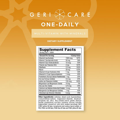 GeriCare One-Daily Multivitamin with Minerals – High-Potency Dietary Supplement for Men and Women, 200 Tablets