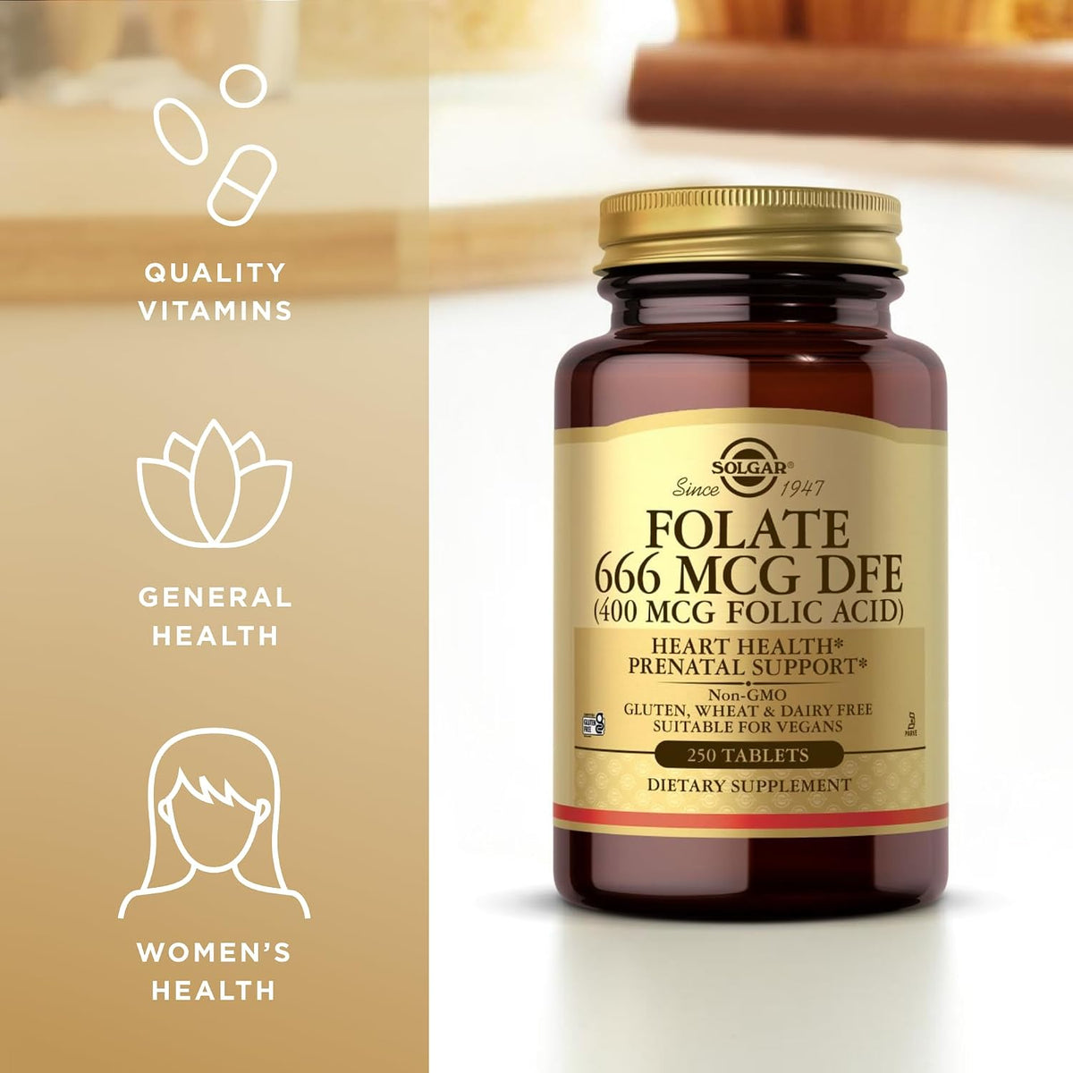 Solgar Folic Acid 400 mcg, 250 Tablets – Image 4