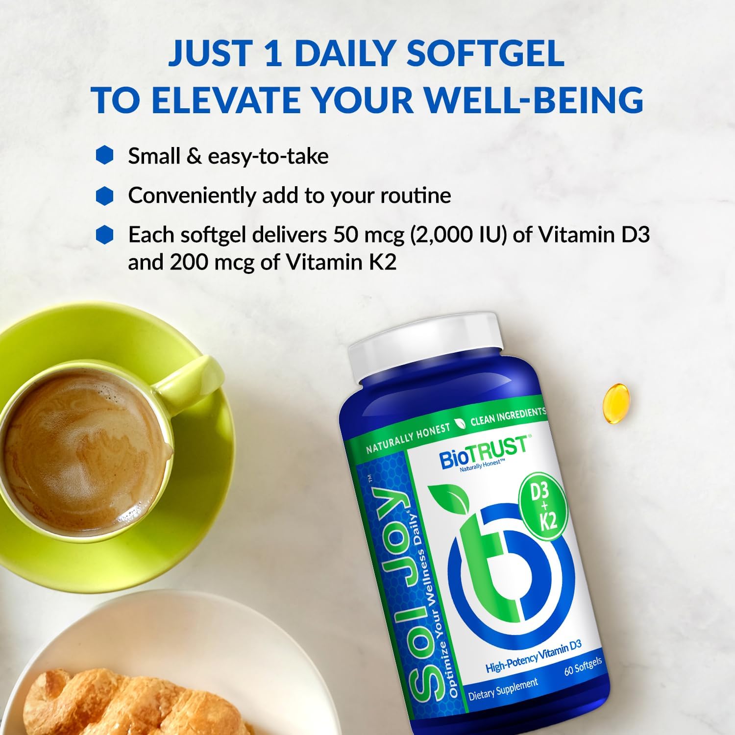 BioTrust Sol Joy, High-Potency Vitamin D3 K2 – High Potency (50 mcg) - görsel 6