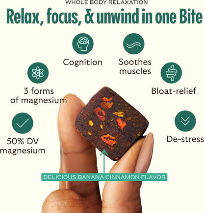 GEM Calm Bite - Banana Cinnamon | Magnesium L-Threonate, Golden Chlorella, Lemon Balm | Supports Calm Mind & Clarity | 7 Count