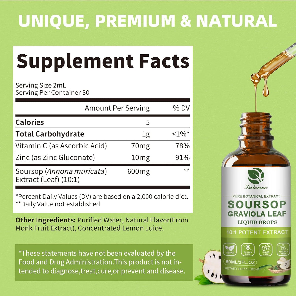 Lukaree Pure Soursop Graviola Leaf Extract for Immunity, Gut Health & Natural Energy Support – Soursop Bitters Liquid with – Image 6