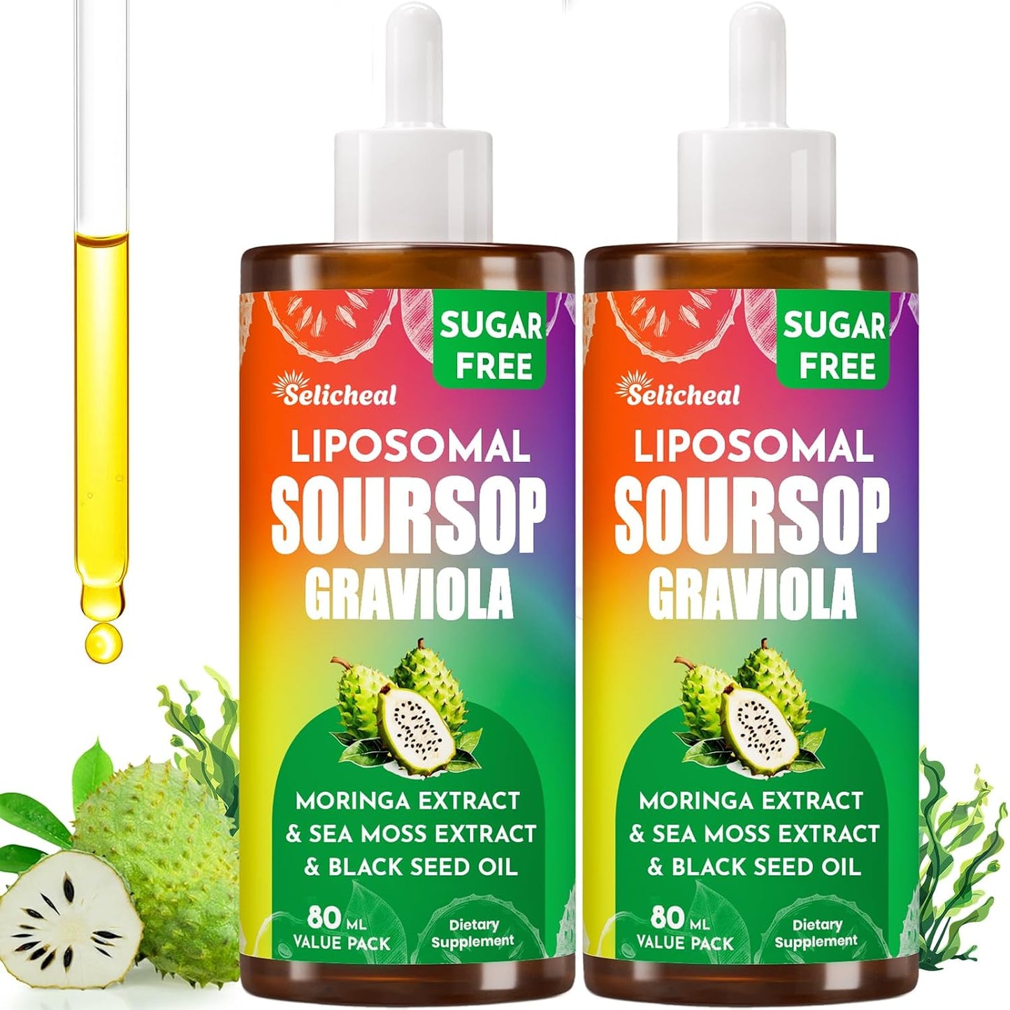 Soursop Multivitamin Liquid Drops – 10 in 1 with Leaf Extract & Sea Moss, 80 mL (80-Day Supply) - görsel 8