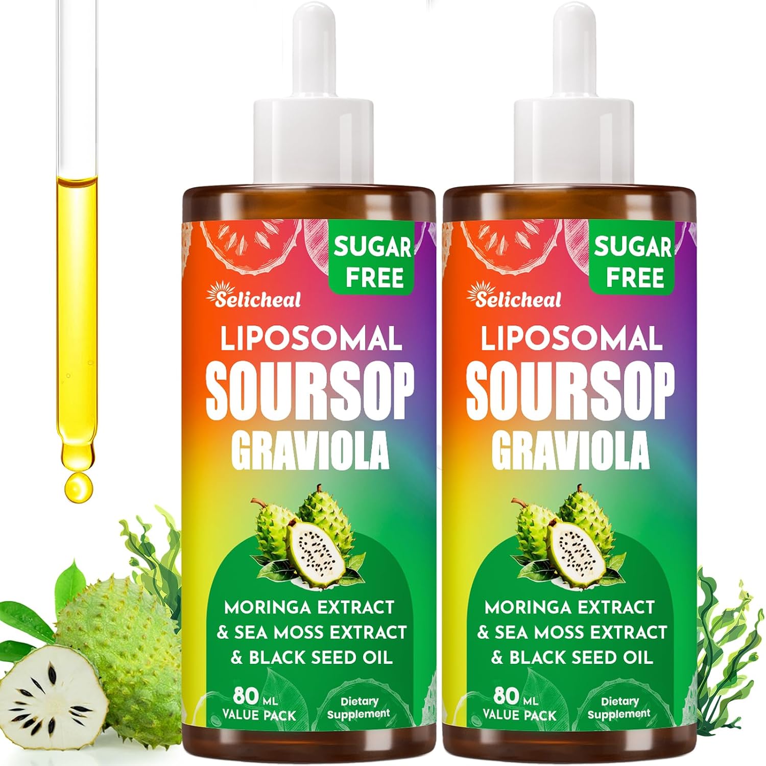 Soursop Multivitamin Liquid Drops – 10 in 1 with Leaf Extract & Sea Moss, 80 mL (80-Day Supply) - görsel 8