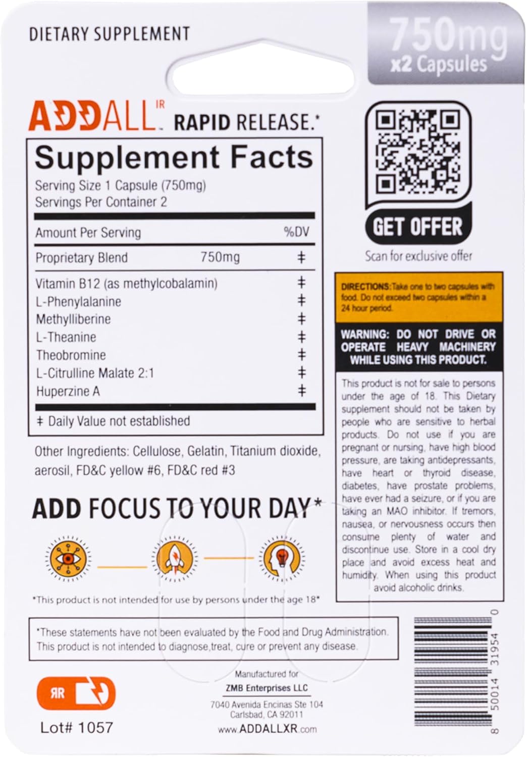 Addall Rapid Release Supplement - Nootropic – Smooth, crash-free energy: Enjoy a steady lift without the dreaded – Image 2