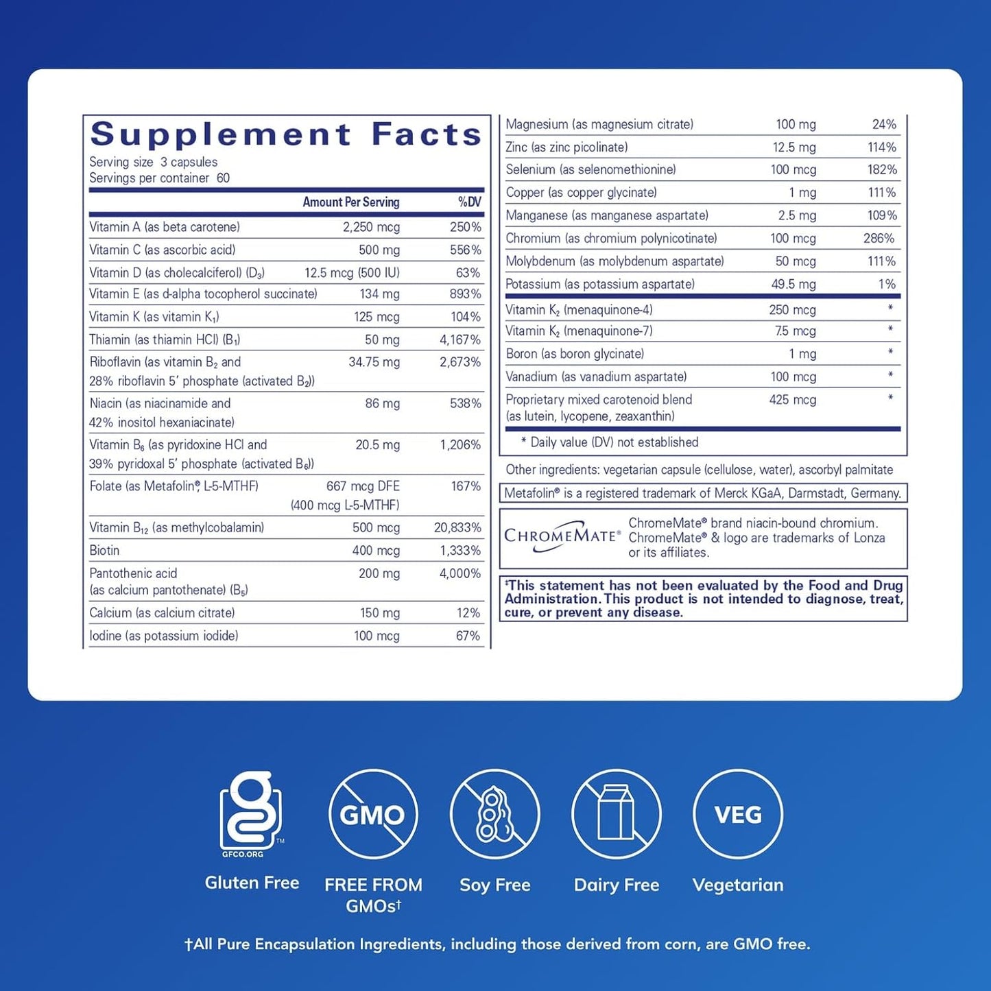 Pure Encapsulations Nutrient 950 with Vitamin K - Multivitamin & Mineral Supplement - 180 Capsules - görsel 2