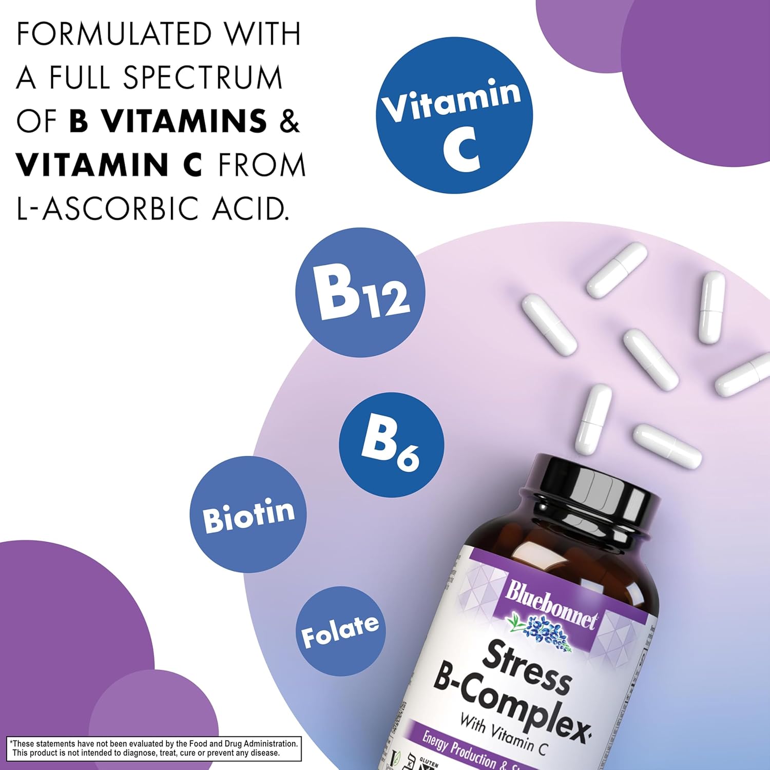 Bluebonnet Nutrition Stress Relief B Complex Vegetable Capsules - görsel 3