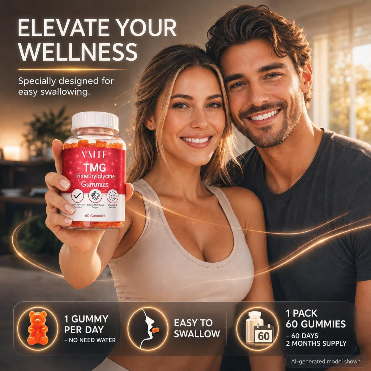 VAITE TMG Supplements – Trimethylglycine 800mg Gummies, Vegan Chewables for Energy & Recovery Support – Image 4