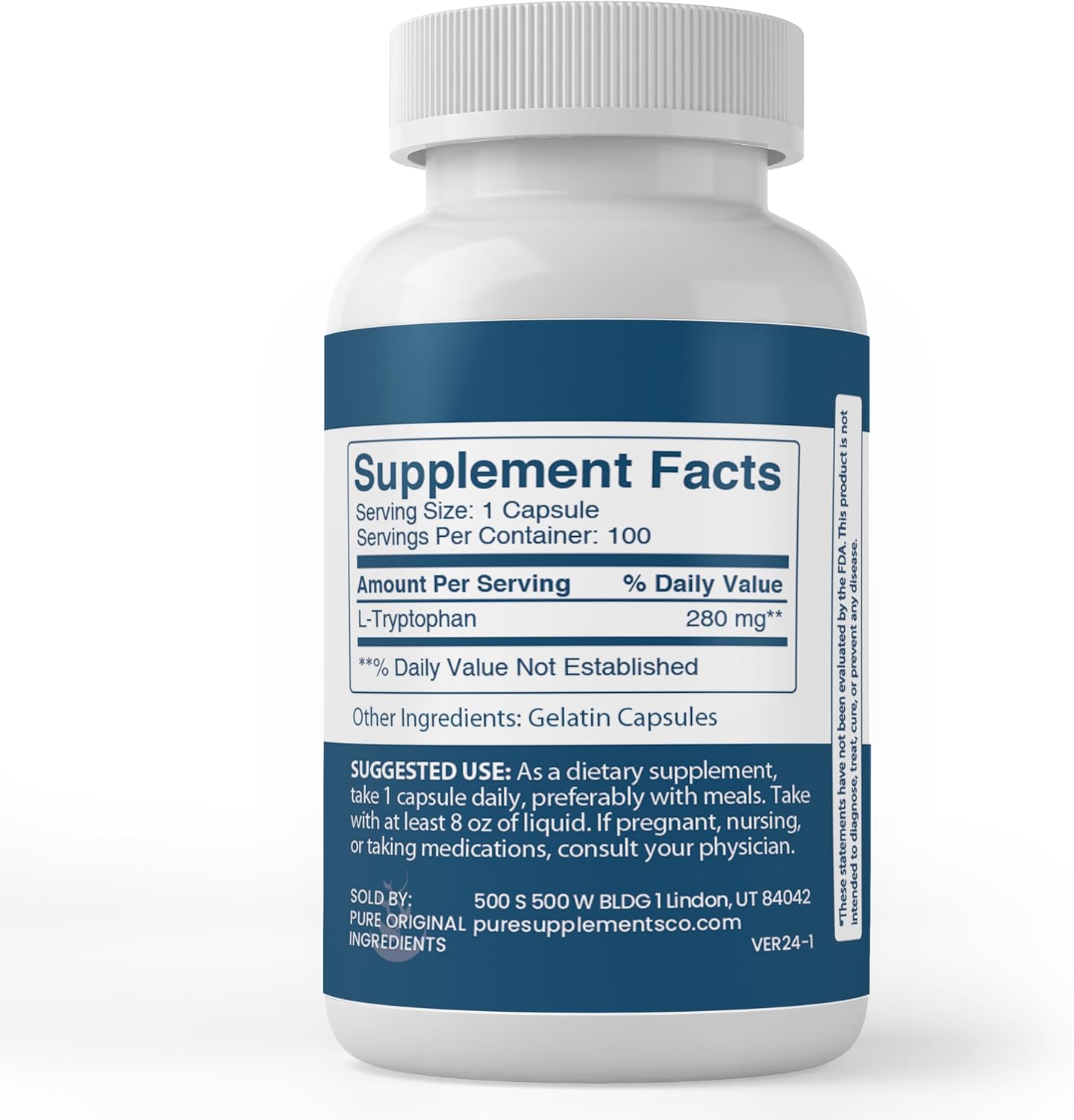 Pure Original Ingredients L-Tryptophan, 100 Capsules - görsel 2