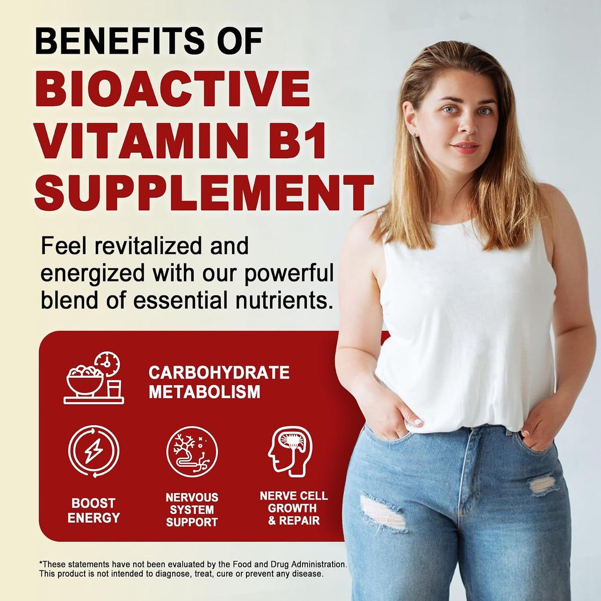 Vitamin B1 (Benfotiamine) Gummies 500mg – B Complex with B6, B12, Magnesium – Vegan, Sugar-free, 60 Count – Image 3