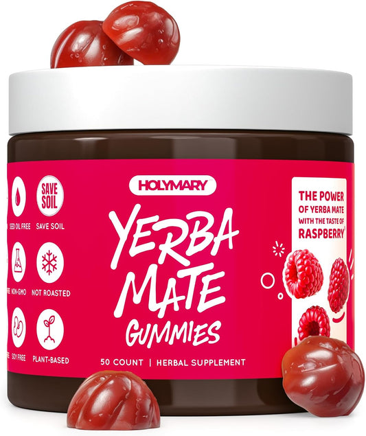 HOLYMARY Yerba Mate Gummies, Raspberry – Form: Gummies are dead convenient and give you a precise serving, whereas – Image 1