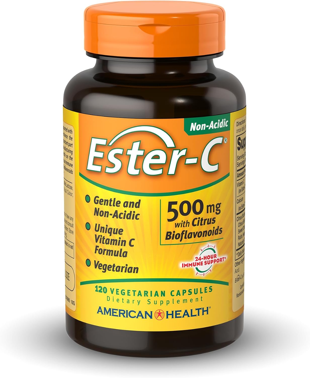 American Health Ester-C 500 mg with Citrus Bioflavonoids - 120 Vegetarian Capsules - 24-Hour Immune Support - Non-GM, Vegan, Gluten free - 60 Servings - görsel 1