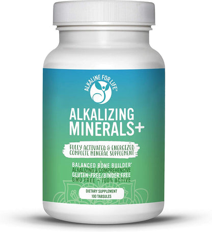 Alkaline for Life Alkalising Minerals+, 19-Nutrient Multi-Mineral Supplement with Calcium, Magnesium, D3 & K2, Bone Support Formula, Gluten free, Binder-Free, 240 Tabsules