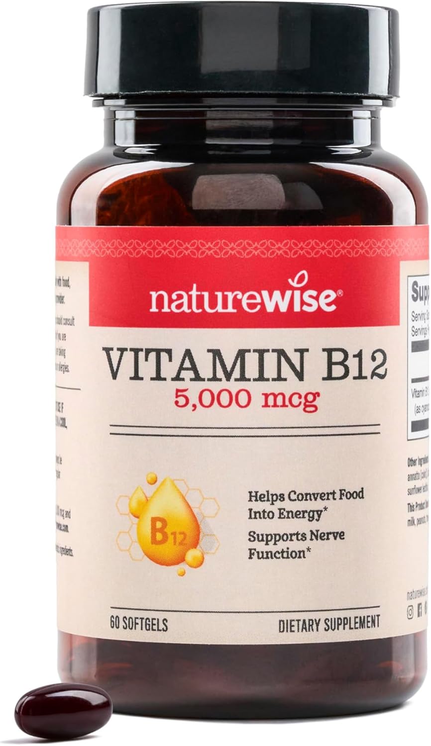 NatureWise Vitamin B12 5000 mcg - Extra – Energy Metabolism : B12 contributes to normal energy-yielding – Image 1