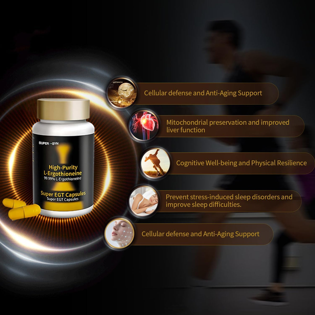 SUPER-SYN L-Ergothioneine 50mg – Ultra-Pure – Cellular Health: EGT is a potent antioxidant that scavenges free – Image 5