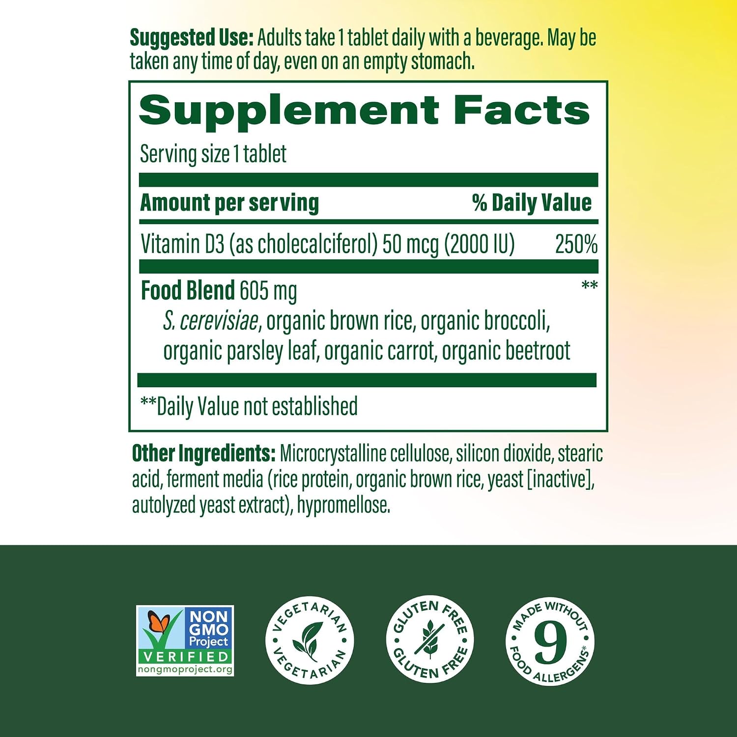 MegaFood Vitamin D3 2000 IU - 90 Tablets - görsel 2