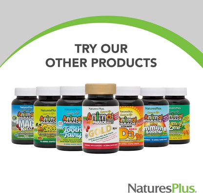 NaturesPlus Animal Parade Gold Children's Liquid Multivitamin – Natural Tropical Berry Flavour – 473 mL