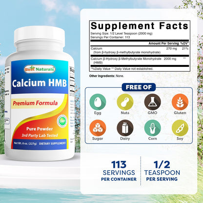Best Naturals HMB (Beta-Hydroxy Beta-Methylbutyrate) Pure Powder 227 g