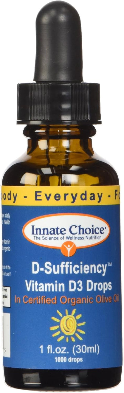 Innate Choice D Sufficiency Liquid Vitamin D3, 30 mL (500 IU per Drop)