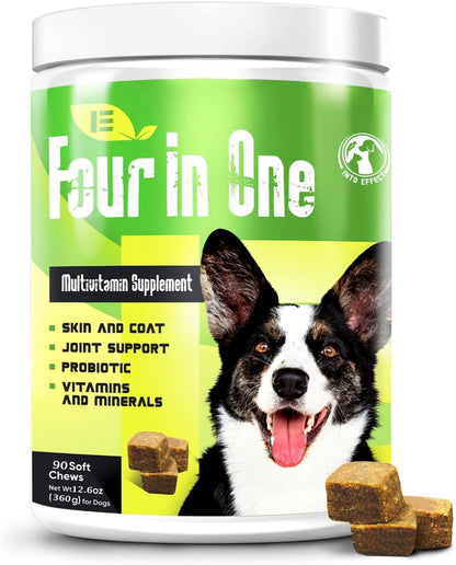 IE 4-in-1 Dog Multivitamins with Joint Support, Immune Health, Skin & Heart Health – 90 Soft Chews