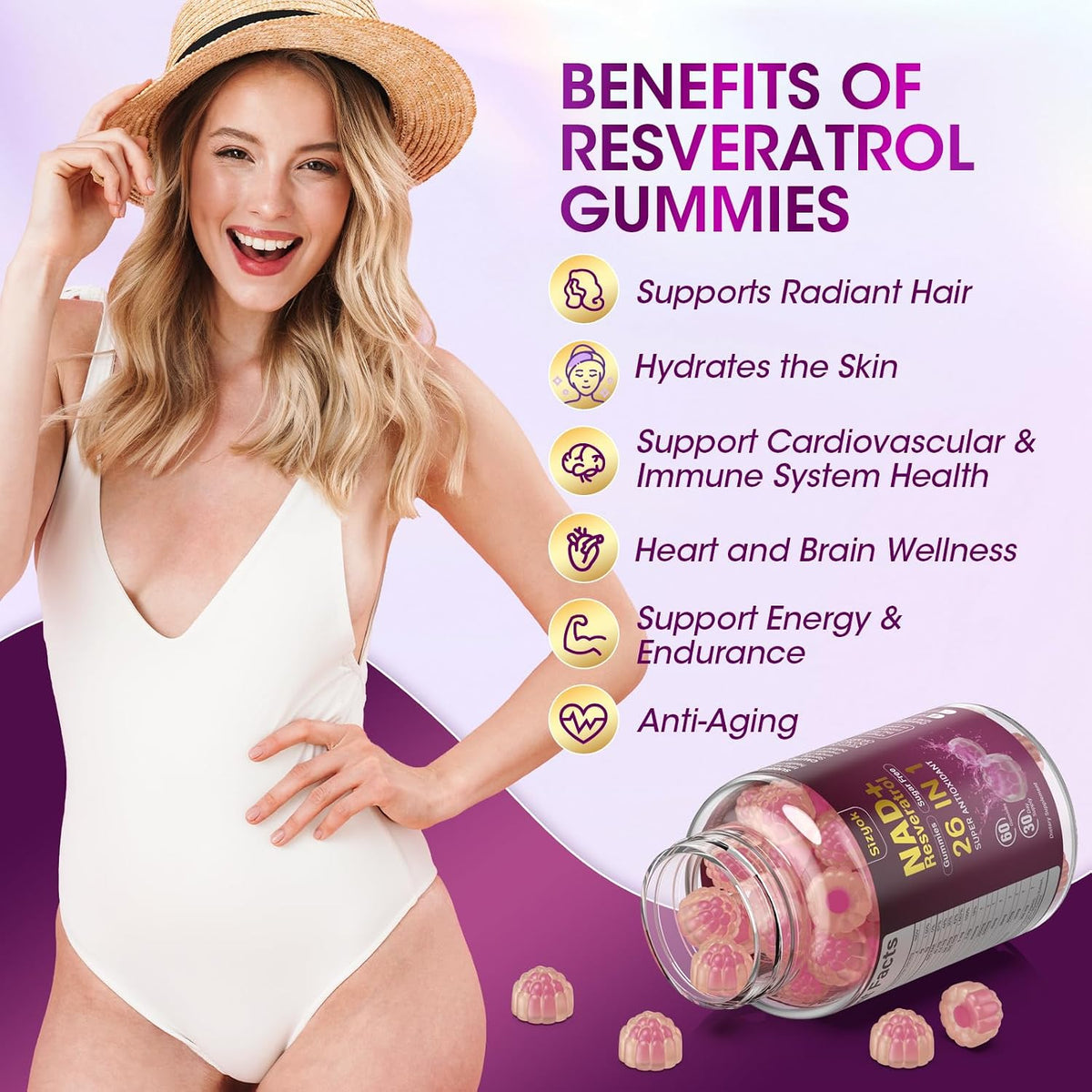 NAD Resveratrol Gummies for Women's - – Grape Seed Extract : Loaded with proanthocyanidins for strong antioxidant – Image 4