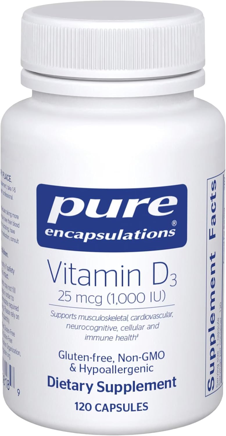Pure Encapsulations Vitamin D3 25 mcg (1,000 IU) - 120 Capsules - görsel 1