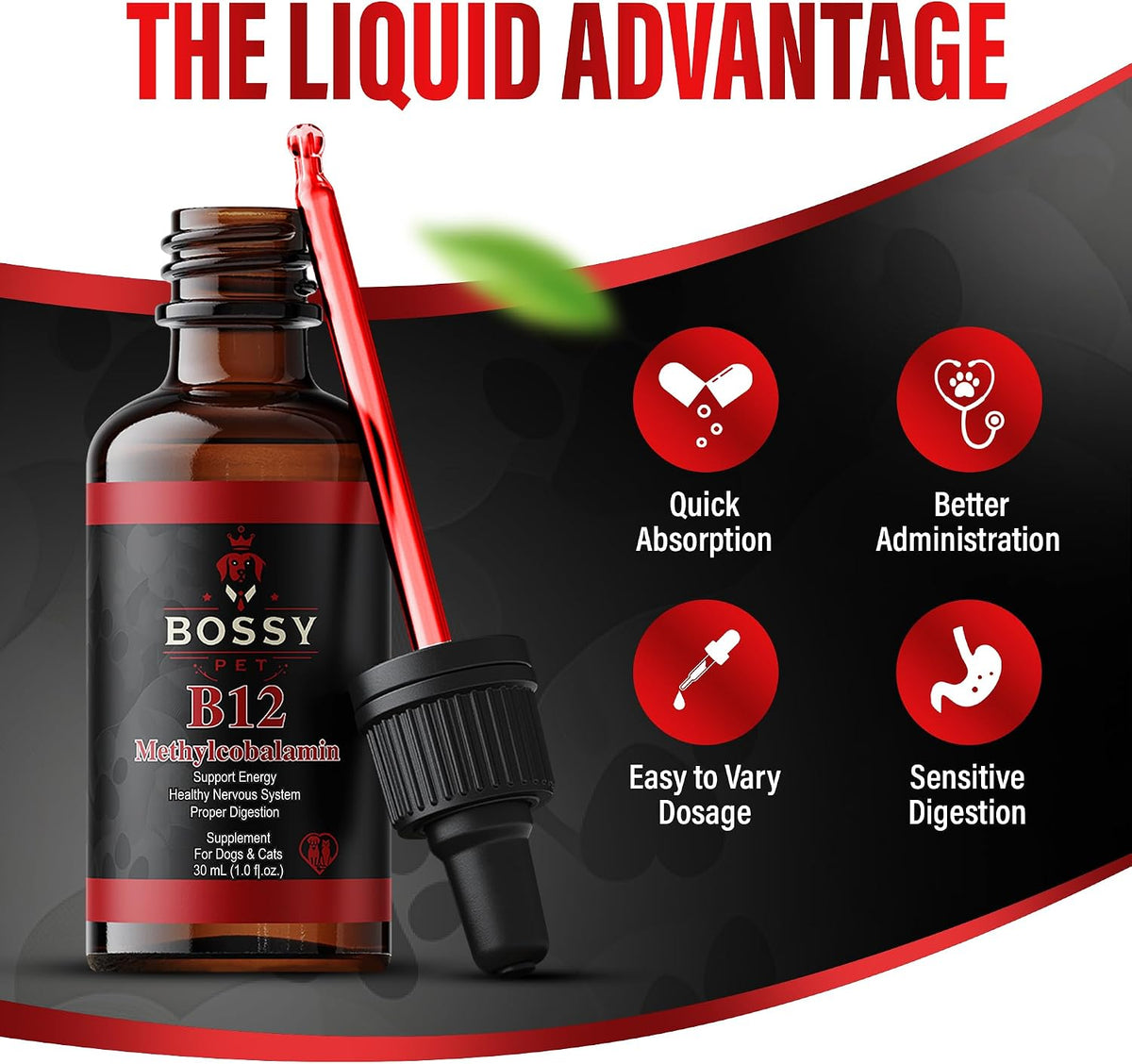 Bossy Pet Vitamin B12 Liquid Supplement for – Vet-formulated liquid methylcobalamin for dogs and cats – Image 7