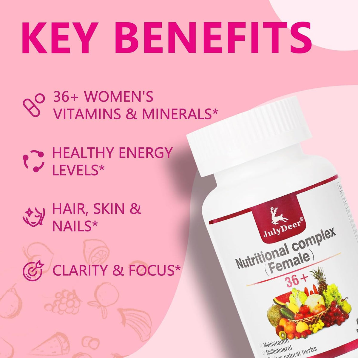 JulyDeer Women's's One Daily Multivitamin | – Vitamin C – An antioxidant that may help protect cells from – Image 2