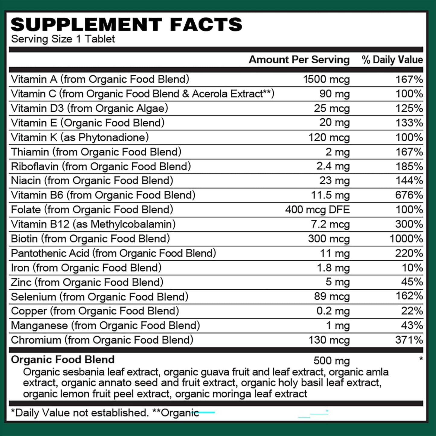 PlantFusion Organic Multivitamin for Men - One Daily Wholefood Blend - Vegan, Non-GM, Gluten free & Dairy-free - 60 Tablets - görsel 6