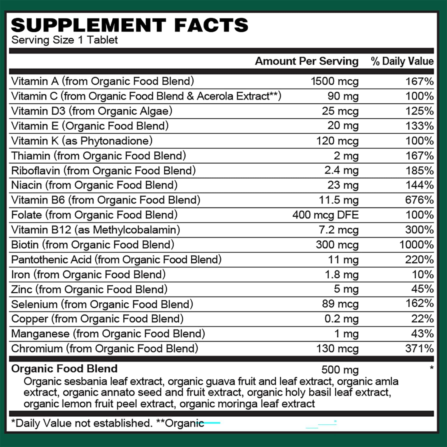 PlantFusion Organic Multivitamin for Men - One Daily Wholefood Blend - Vegan, Non-GM, Gluten free & Dairy-free - 60 Tablets - görsel 6
