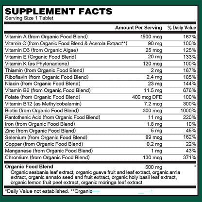 PlantFusion Organic Multivitamin for Men - One Daily Wholefood Blend - Vegan, Non-GM, Gluten free & Dairy-free - 60 Tablets