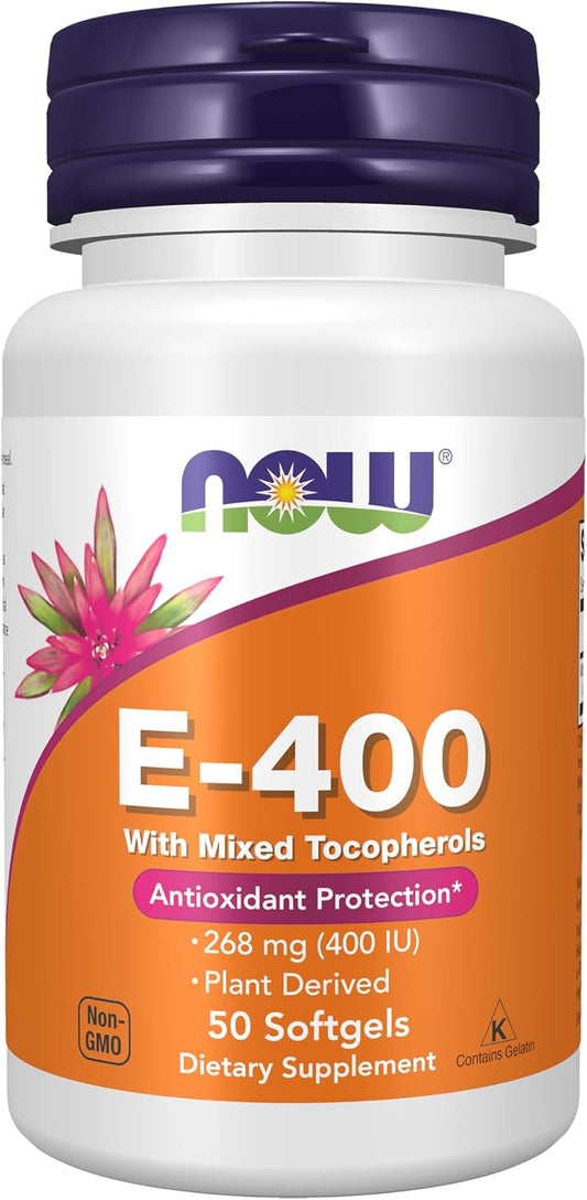 NOW Foods Vitamin E 400 IU Mixed Tocopherols, 50 Softgels