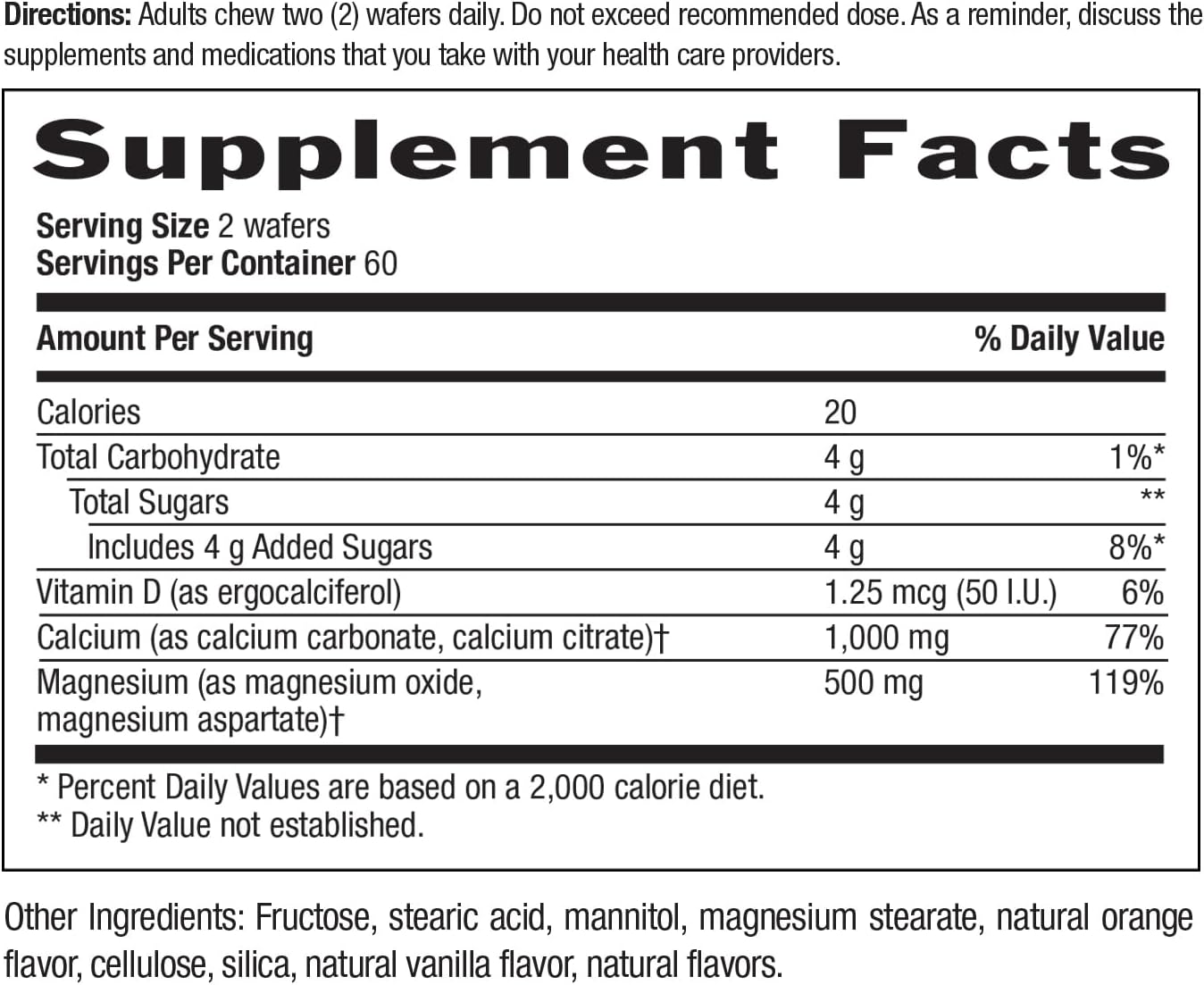 Country Life Cal-Snack Chewable Calcium, Magnesium & Vitamin D – 1000mg/500mg/50 IU – 60 Wafers - görsel 3