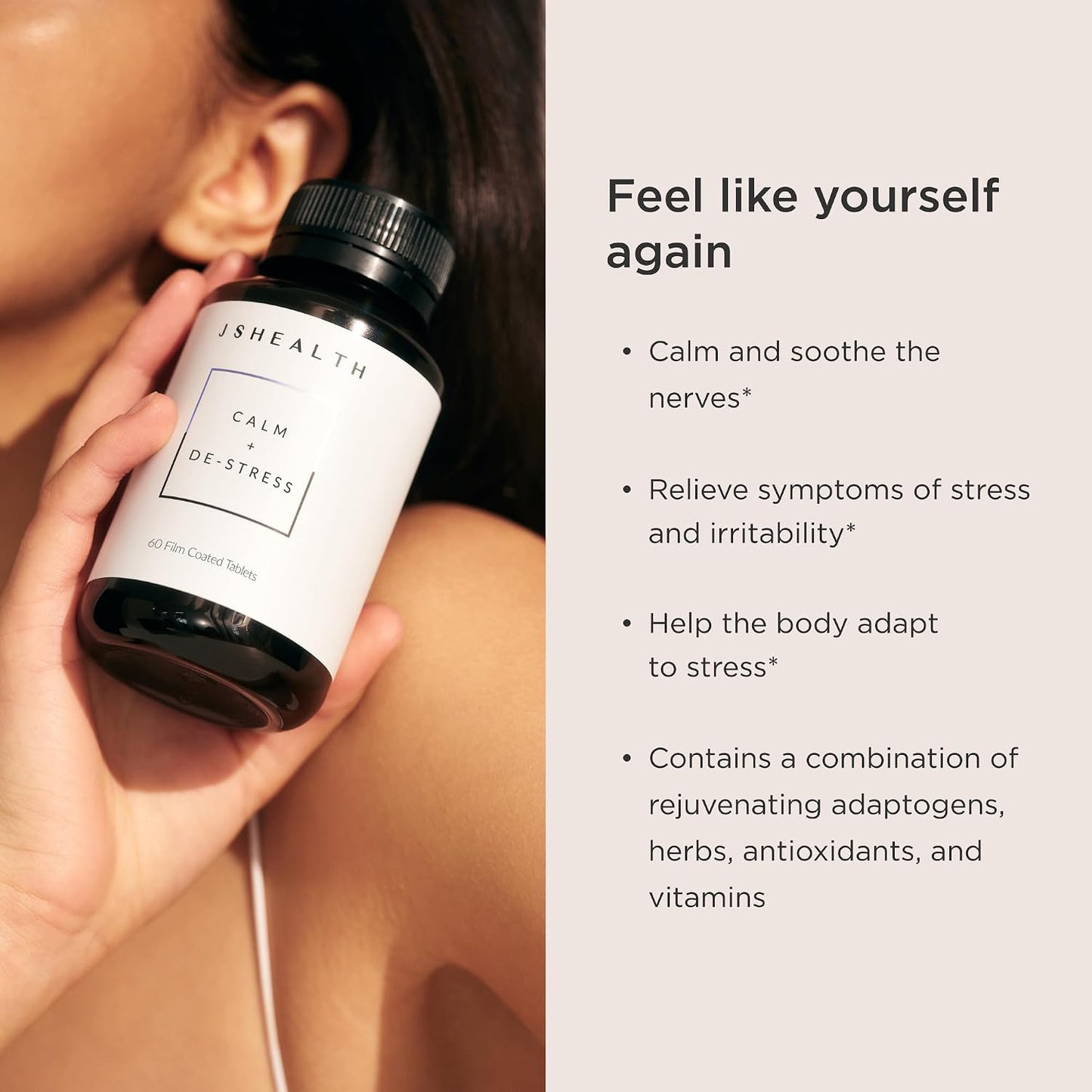 JSHealth Calm + Destress Supplement - 60 Capsules - görsel 3