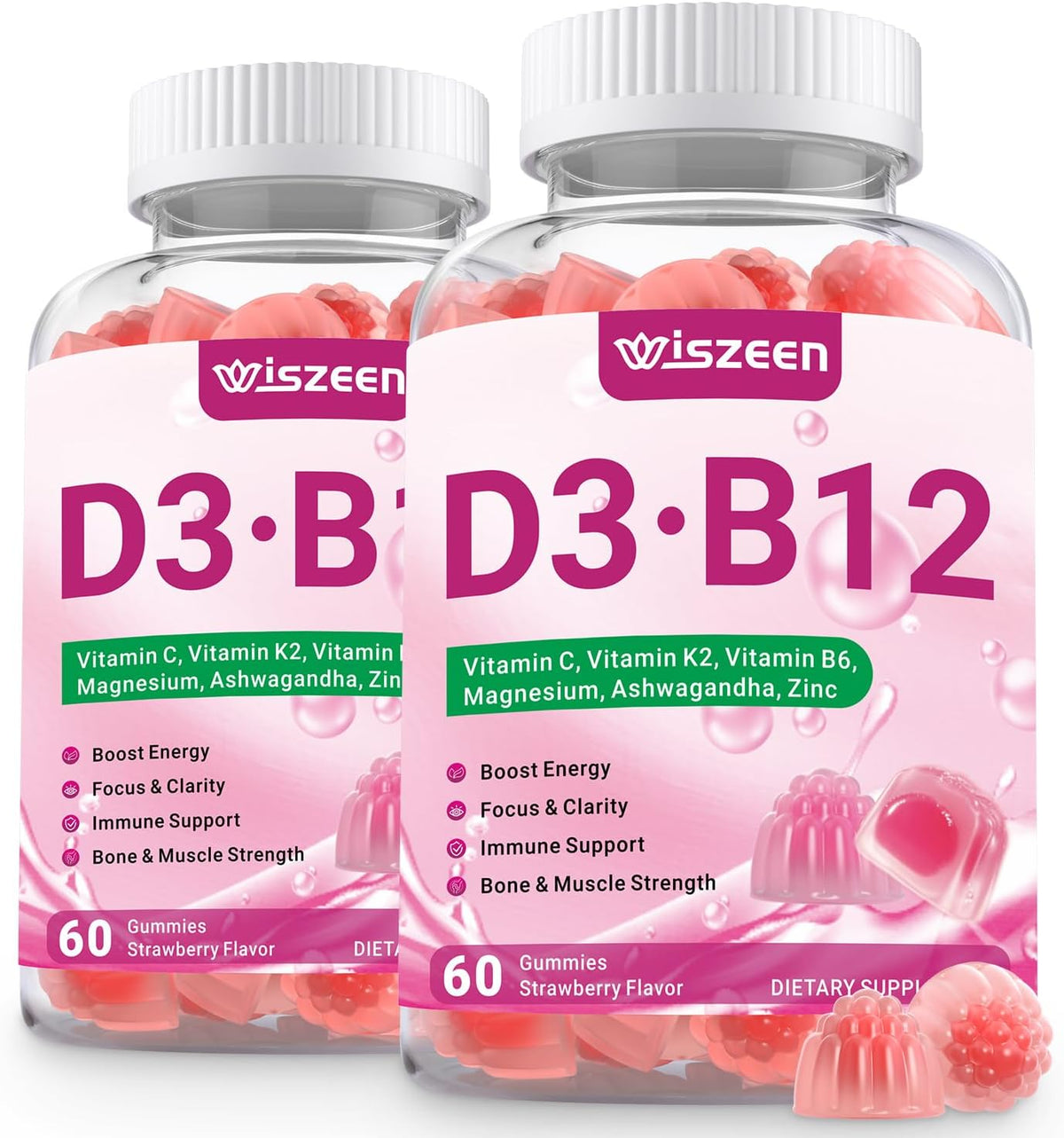 Wiszeen Vitamin D3 B12 Gummies, 10000 IU & – 10,000 IU vitamin D3 (cholecalciferol) – Image 1