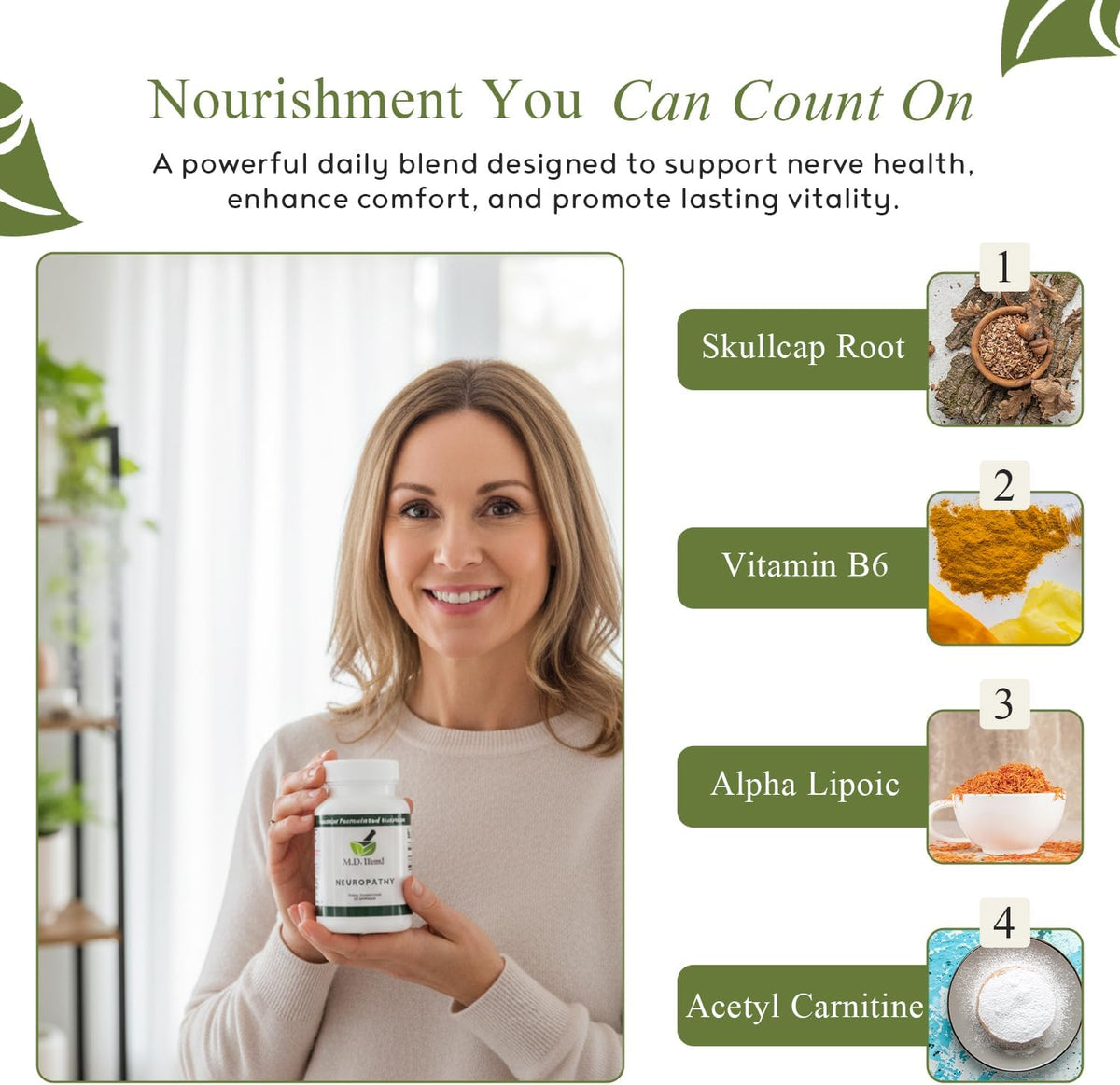 Neuropathy - Natural Blend for Nerve – Skullcap Root Extract: An herbal ingredient traditionally used to promote – Image 4