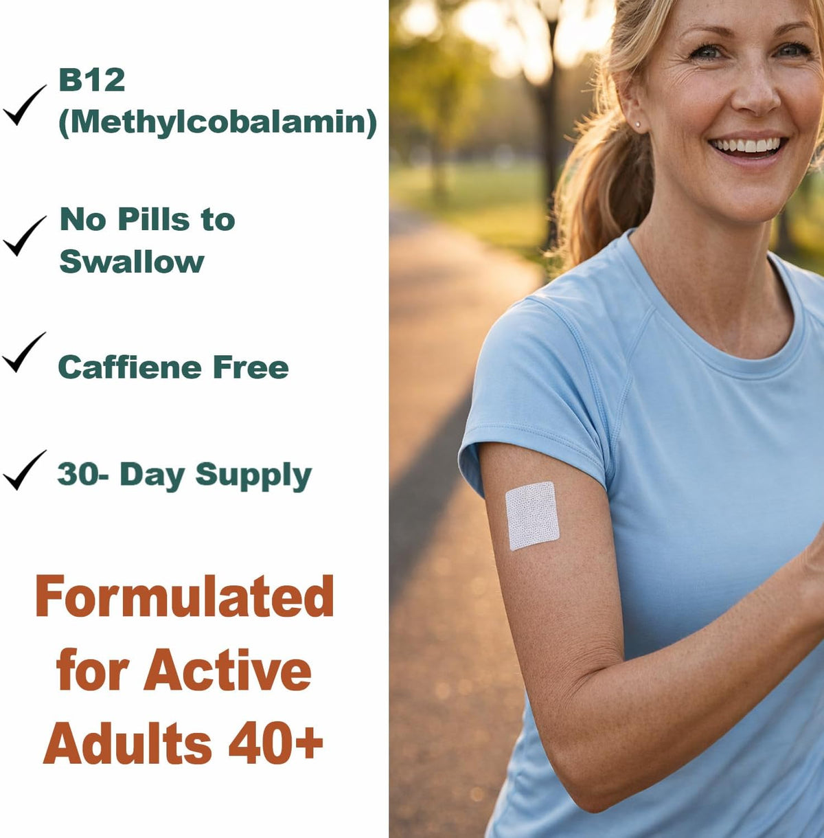 B12 Energy Patch – Methylcobalamin B12, Caffeine-Free, Pill-Free Patch for Daily Energy Support – 30-Day Supply – Image 4