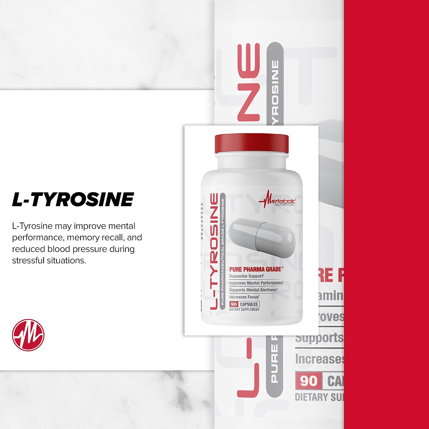 Metabolic Nutrition L-Tyrosine - 500mg, 90 Capsules - görsel 4
