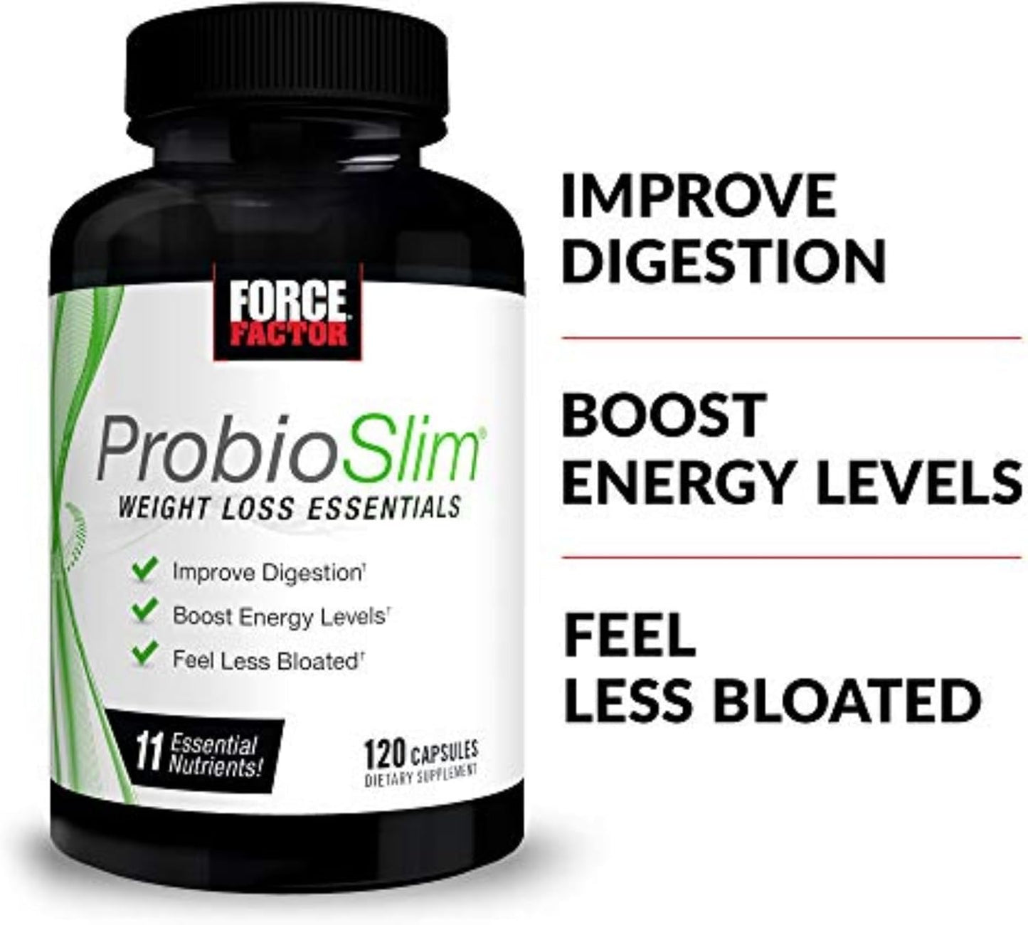 Force Factor ProbioSlim Weight Loss Essentials – Metabolism Booster with Probiotics, Prebiotic Fibre & Green Tea Extract, 120 Capsules - görsel 2