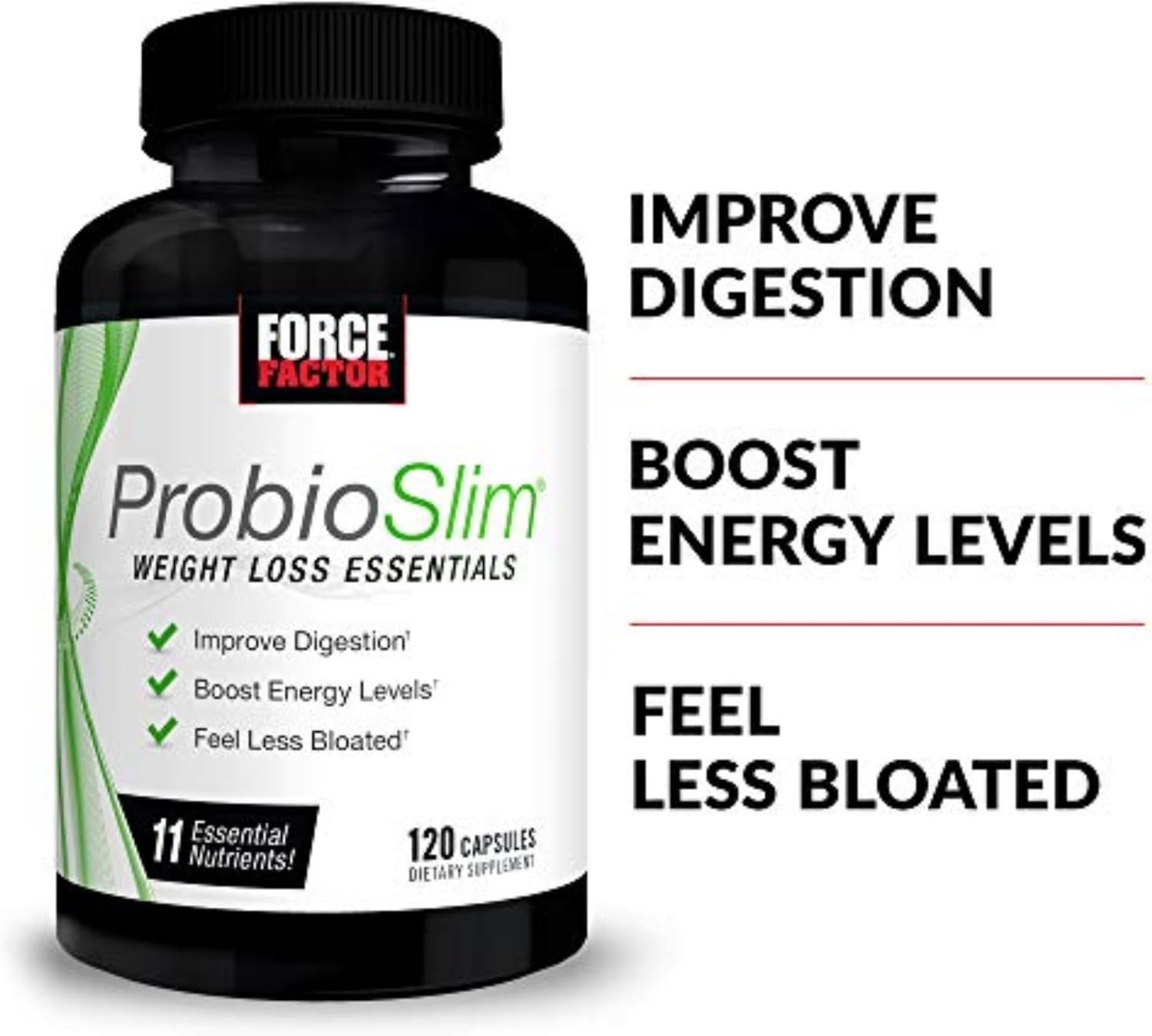 Force Factor ProbioSlim Weight Loss Essentials – Metabolism Booster with Probiotics, Prebiotic Fibre & Green Tea Extract, 120 Capsules - görsel 2