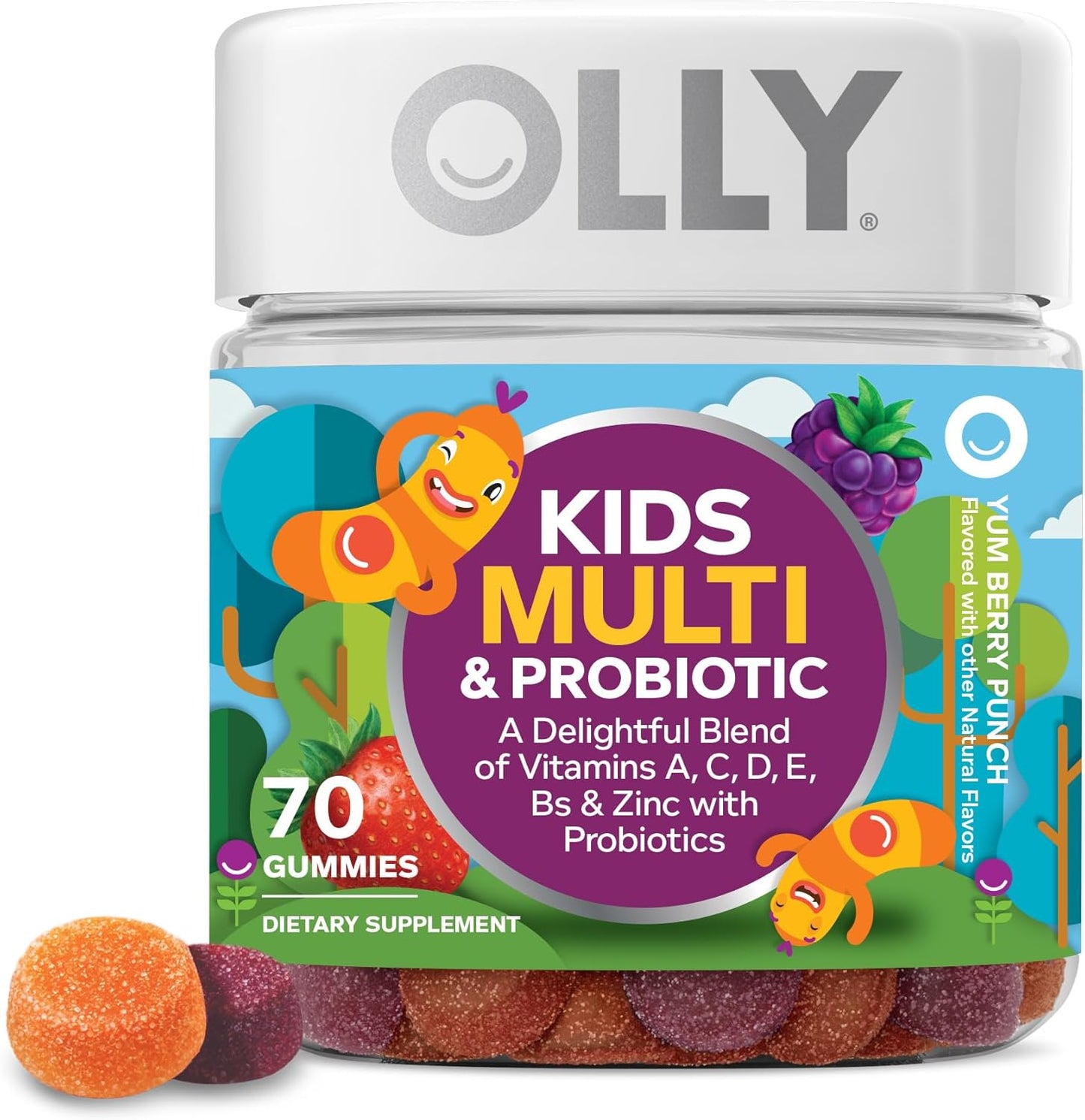 OLLY Kids Multivitamin & Probiotic Gummies - Berry - 70 Pack - görsel 1